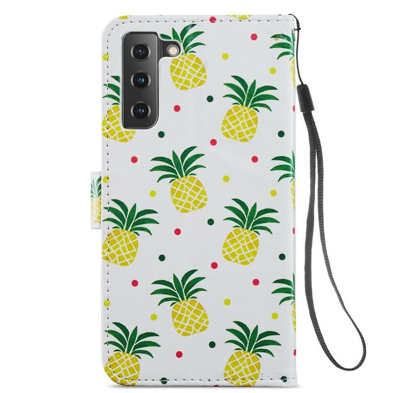 Lederhüllen Samsung Galaxy S21 Fe Mehrere Ananas