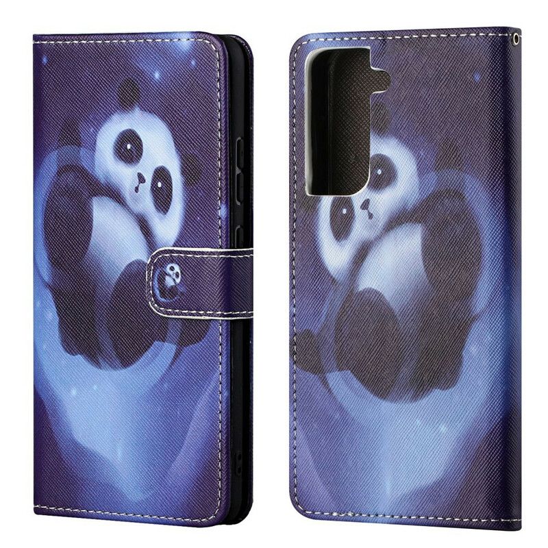Lederhüllen Samsung Galaxy S21 Fe Panda-weltraum