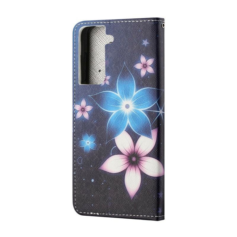 Lederhüllen Samsung Galaxy S21 Fe Riemchen-mondblumen