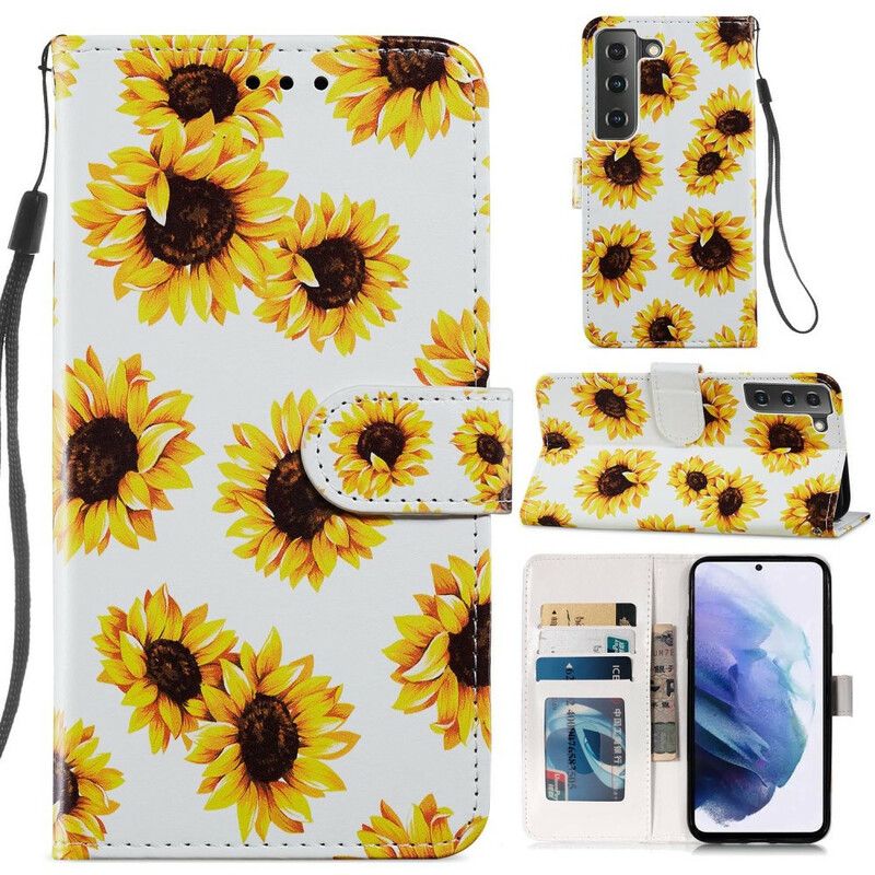 Lederhüllen Samsung Galaxy S21 Fe Sonnenblumen