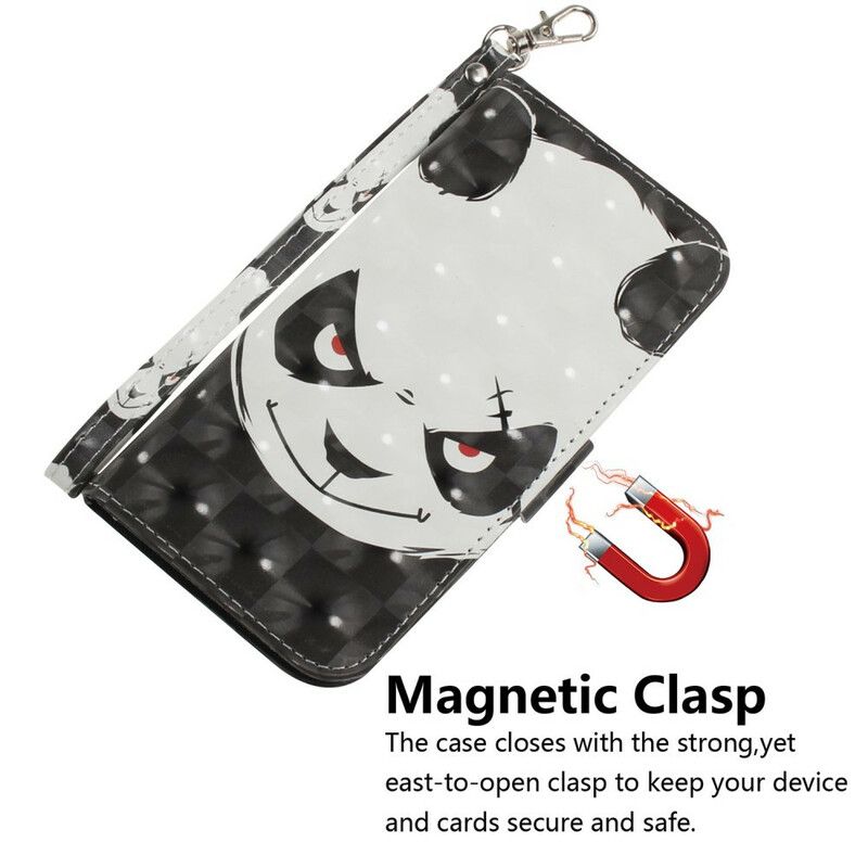 Lederhüllen Samsung Galaxy S21 Fe Wütender Panda Riemchen