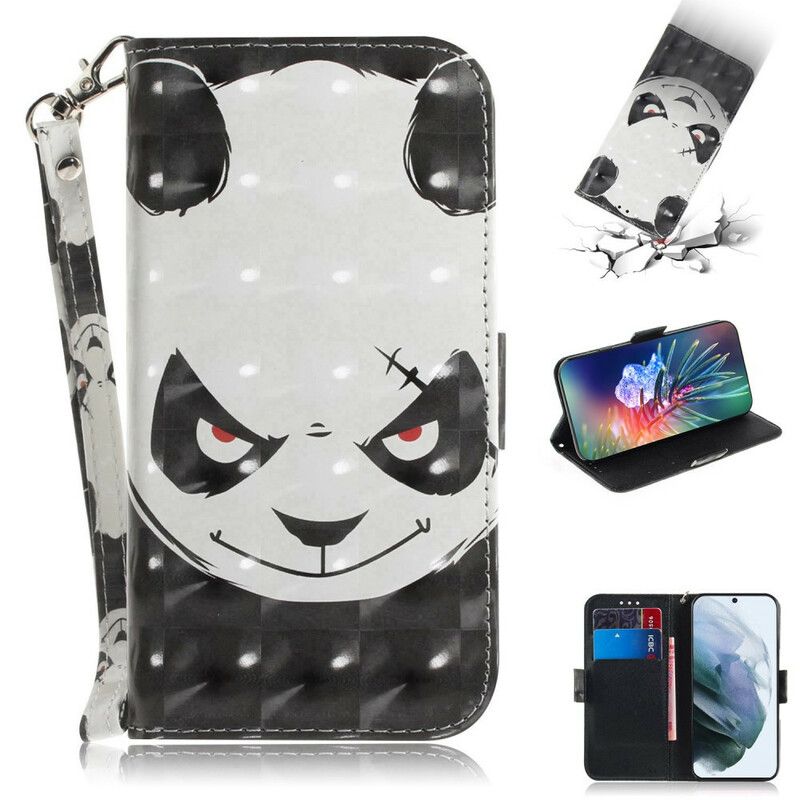 Lederhüllen Samsung Galaxy S21 Fe Wütender Panda Riemchen