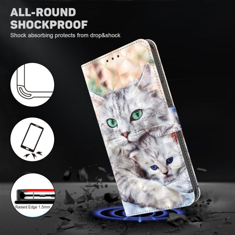 Flip Case Für iPhone 15 Pro Max Mit Kordel Zarte Tanga-katzen