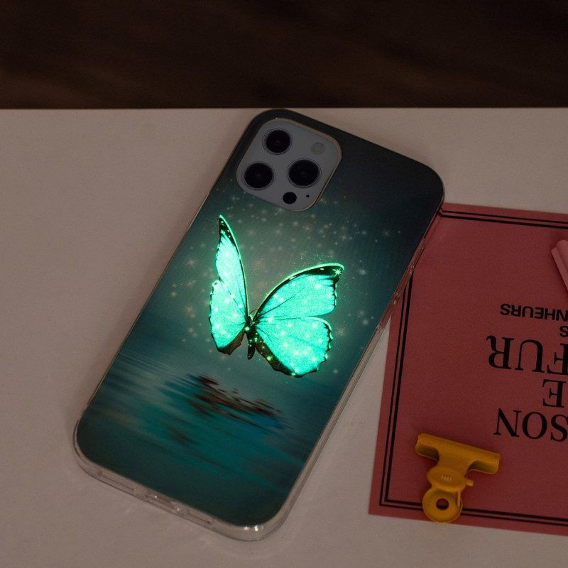 Hülle Für iPhone 15 Pro Max Fluoreszierende Schmetterlinge