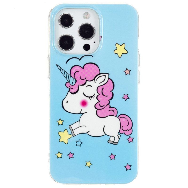 Hülle Für iPhone 15 Pro Max Fluoreszierendes Einhorn