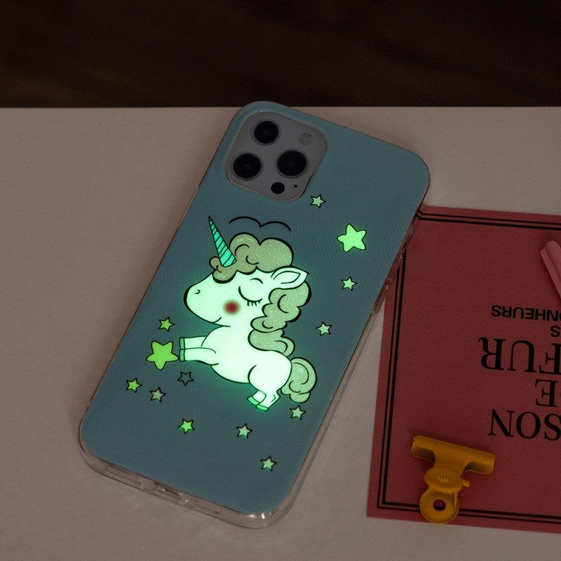 Hülle Für iPhone 15 Pro Max Fluoreszierendes Einhorn