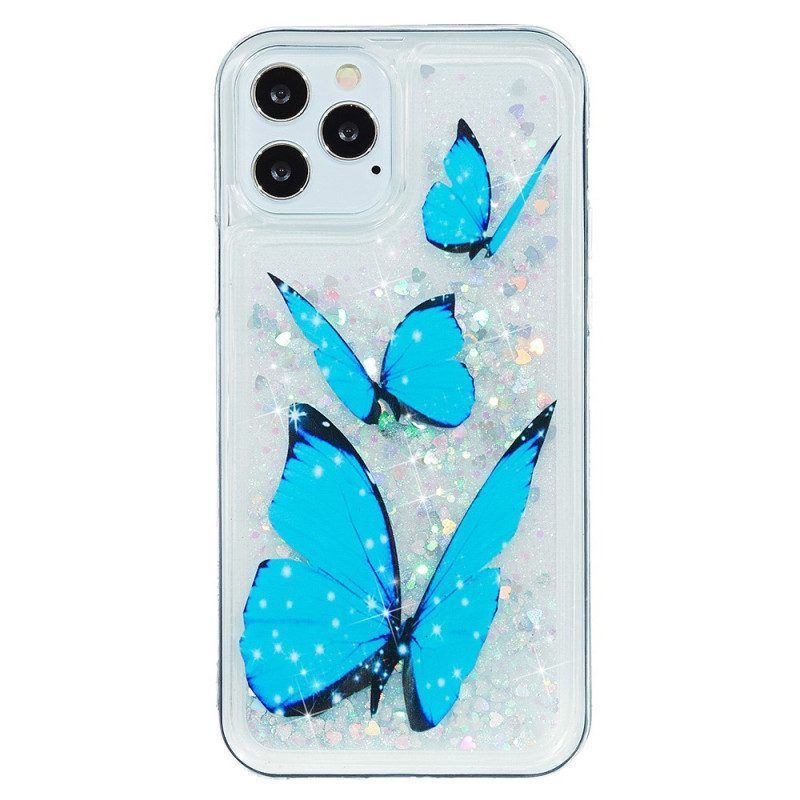 Hülle Für iPhone 15 Pro Max Schmetterlinge Glitzer