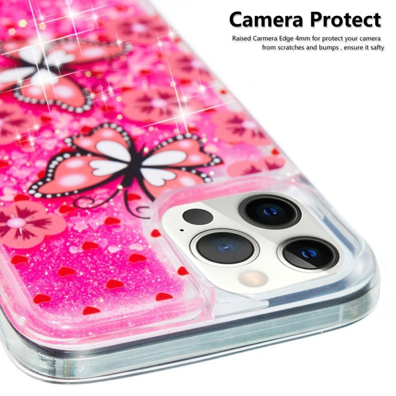 Hülle Für iPhone 15 Pro Max Schmetterlinge Glitzer