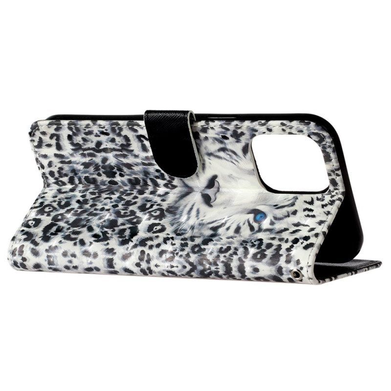 Lederhüllen Für iPhone 15 Pro Max Mit Kordel 3d-leopard Mit Riemen
