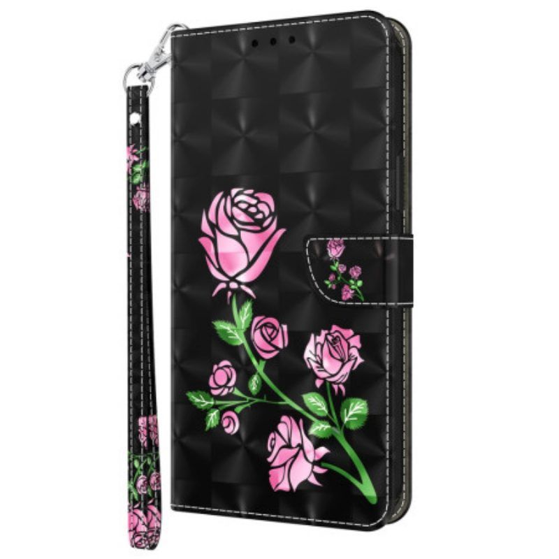 Lederhüllen Für iPhone 15 Pro Max Mit Kordel Riemenrosen