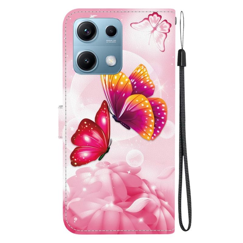 Lederhüllen Für Xiaomi Redmi Note 14s Rosa Schmetterlinge