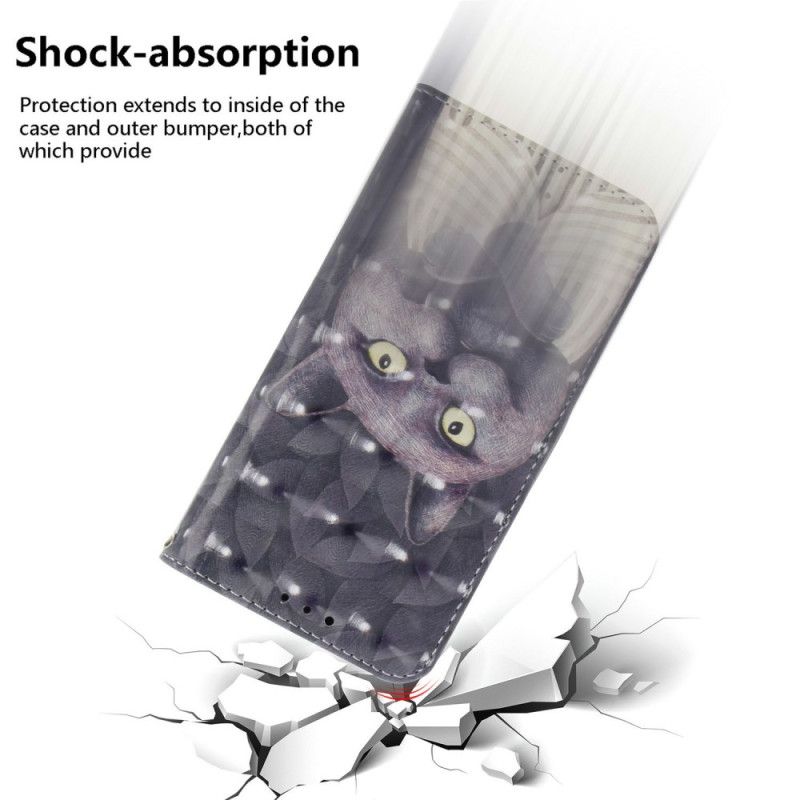 Lederhüllen Xiaomi Redmi Note 14s Graues Katzen-lanyard