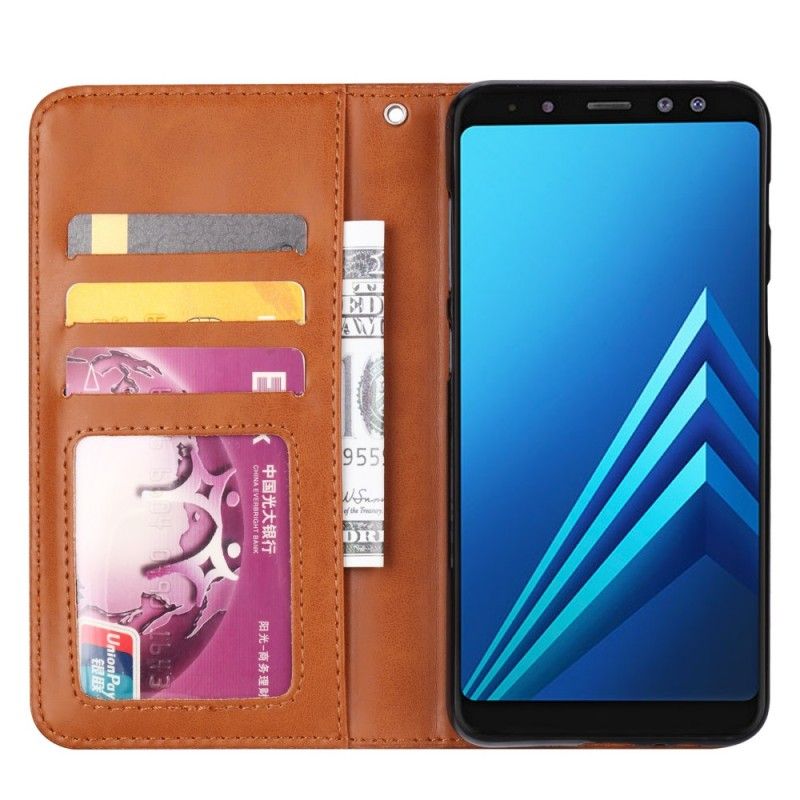 Flip Case Samsung Galaxy A8 Schwarz Kartenhalter Aus Kunstleder