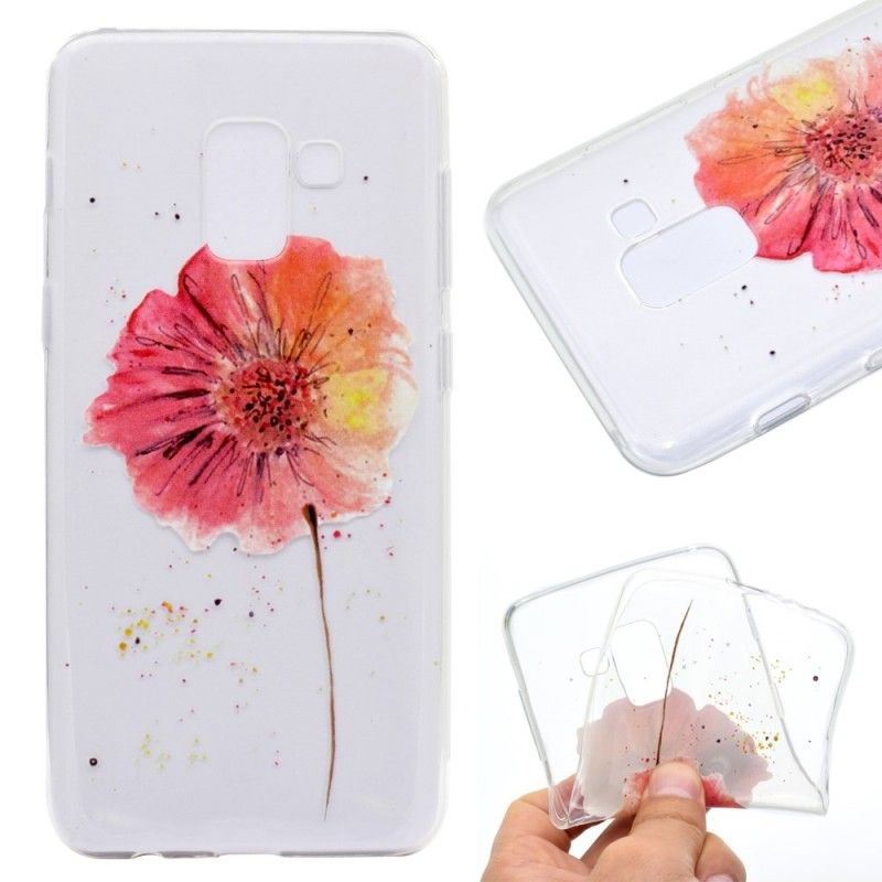 Hülle Samsung Galaxy A8 Transparente Aquarellmohnblume