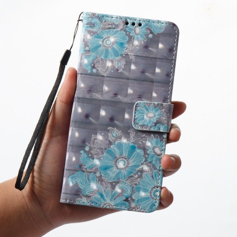 Lederhüllen Für Samsung Galaxy A8 3D Blaue Blumen
