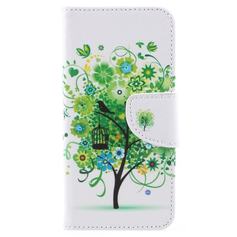 Lederhüllen Für Samsung Galaxy A8 Grün Blühender Baum