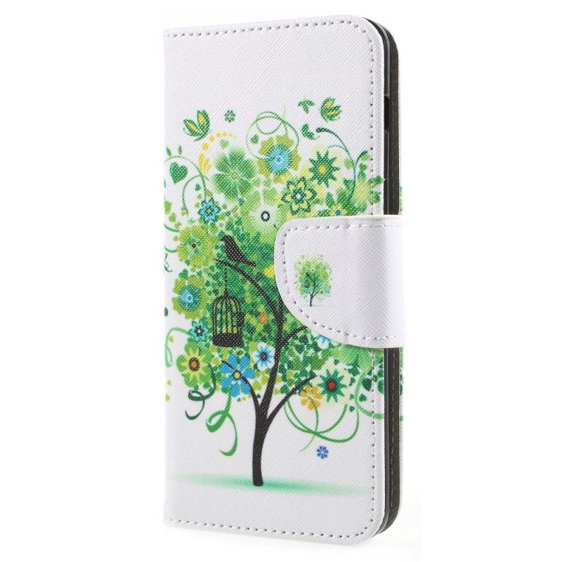 Lederhüllen Für Samsung Galaxy A8 Grün Blühender Baum