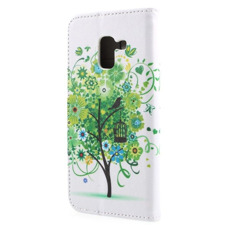 Lederhüllen Für Samsung Galaxy A8 Grün Blühender Baum