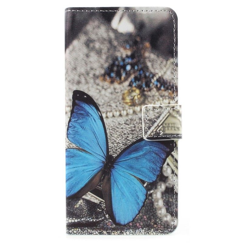 Lederhüllen Samsung Galaxy A8 Blauer Schmetterling