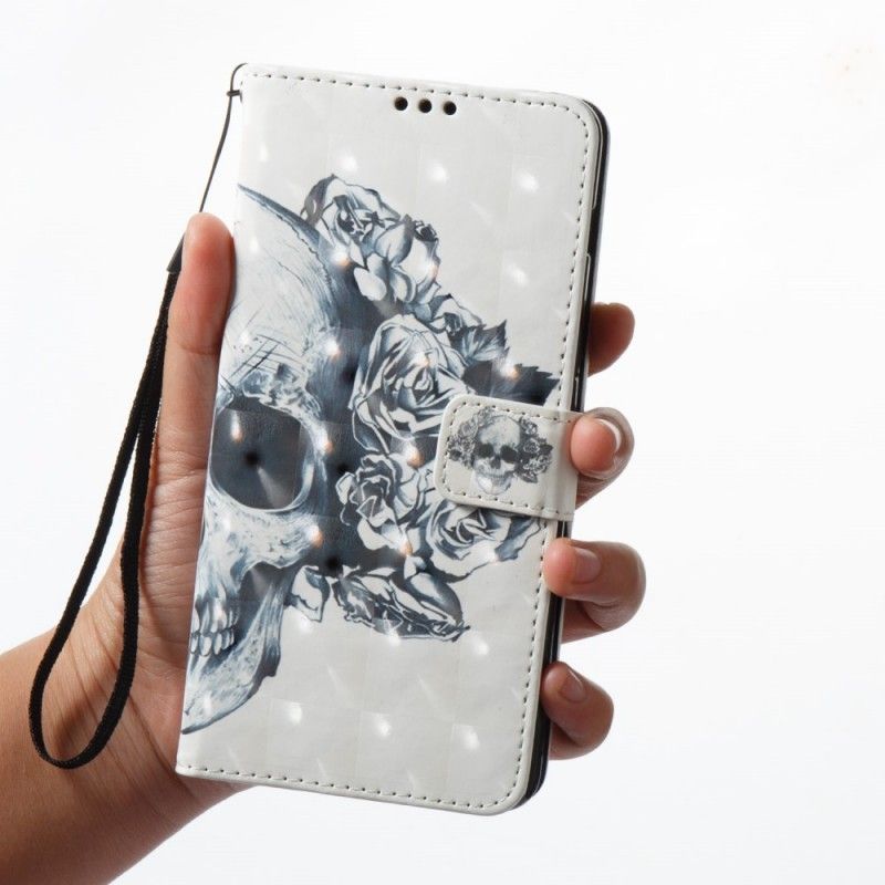 Lederhüllen Samsung Galaxy A8 Handyhülle 3D Blumenschädel