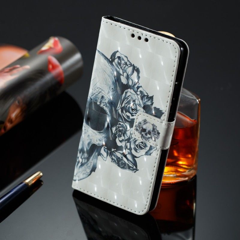 Lederhüllen Samsung Galaxy A8 Handyhülle 3D Blumenschädel