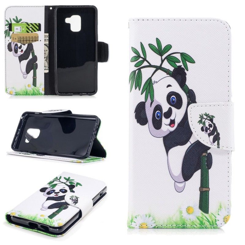 Lederhüllen Samsung Galaxy A8 Panda Auf Bambus