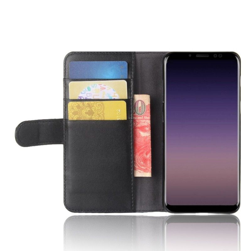 Lederhüllen Samsung Galaxy A8 Schwarz Gespaltenes Leder