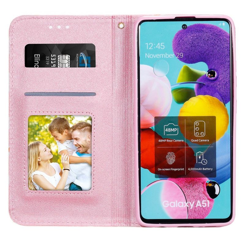 Flip Case Samsung Galaxy A51 5G Orange Kunstleder-Gänseblümchen