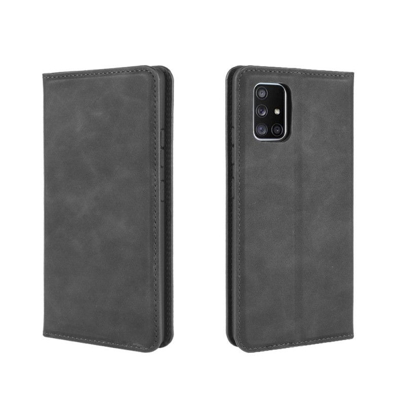 Flip Case Samsung Galaxy A51 5G Schwarz Weicher Ledereffekt