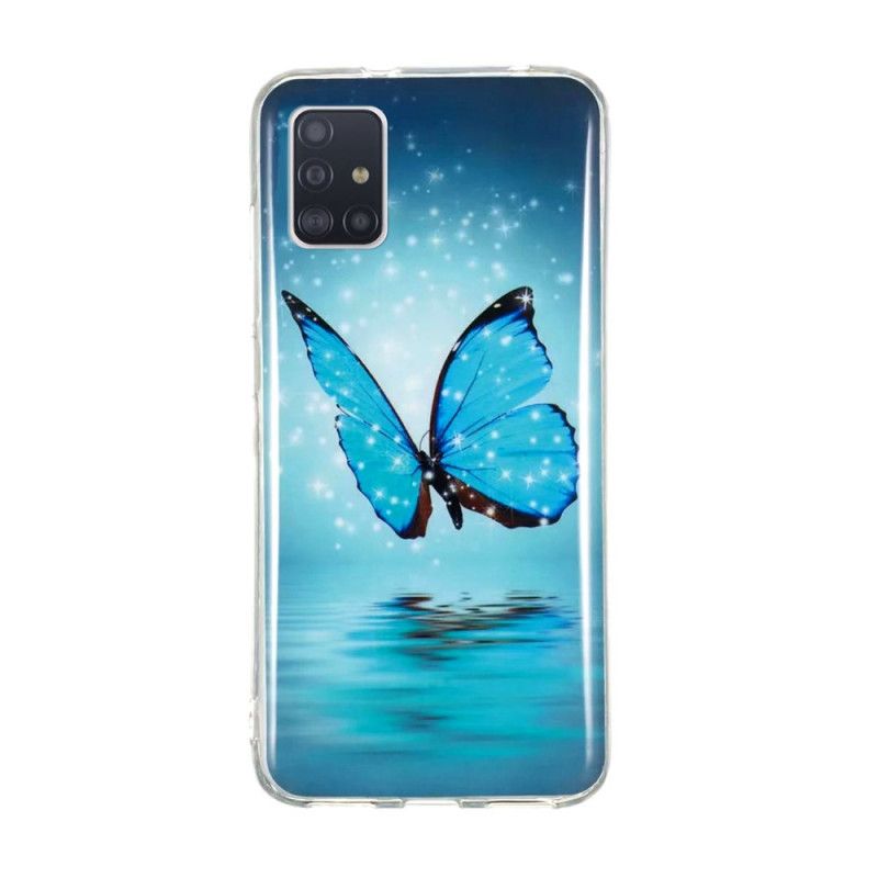 Hülle Für Samsung Galaxy A51 5G Fluoreszierender Blauer Schmetterling