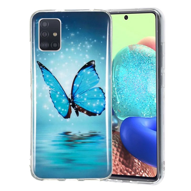 Hülle Für Samsung Galaxy A51 5G Fluoreszierender Blauer Schmetterling