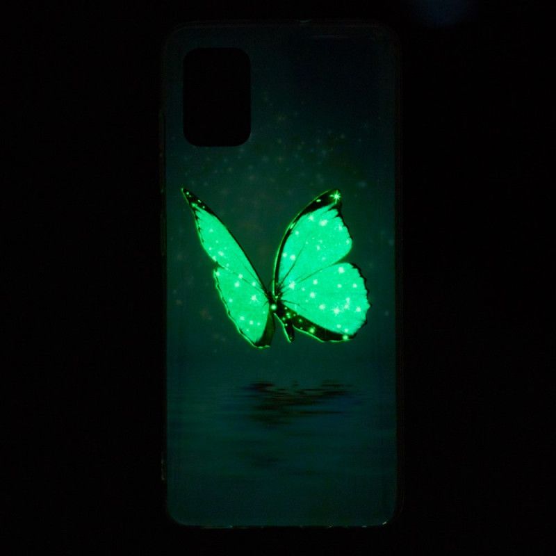 Hülle Für Samsung Galaxy A51 5G Fluoreszierender Blauer Schmetterling