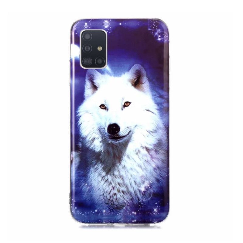 Hülle Für Samsung Galaxy A51 5G Grün Fluoreszierende Wolfsreihe