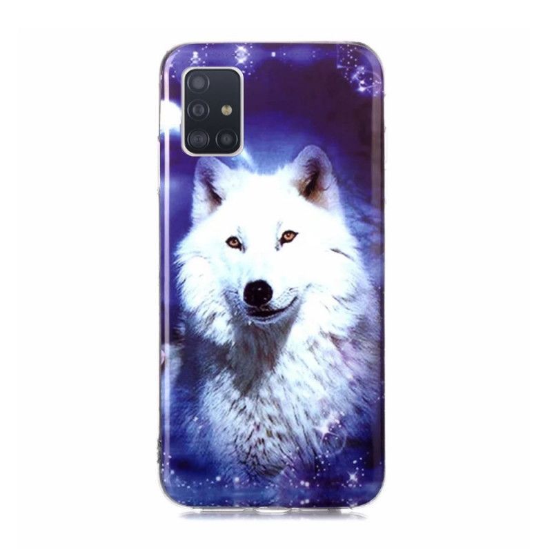 Hülle Für Samsung Galaxy A51 5G Grün Fluoreszierende Wolfsreihe