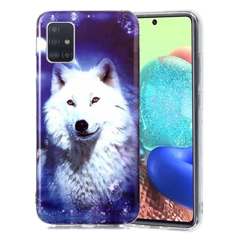 Hülle Für Samsung Galaxy A51 5G Grün Fluoreszierende Wolfsreihe