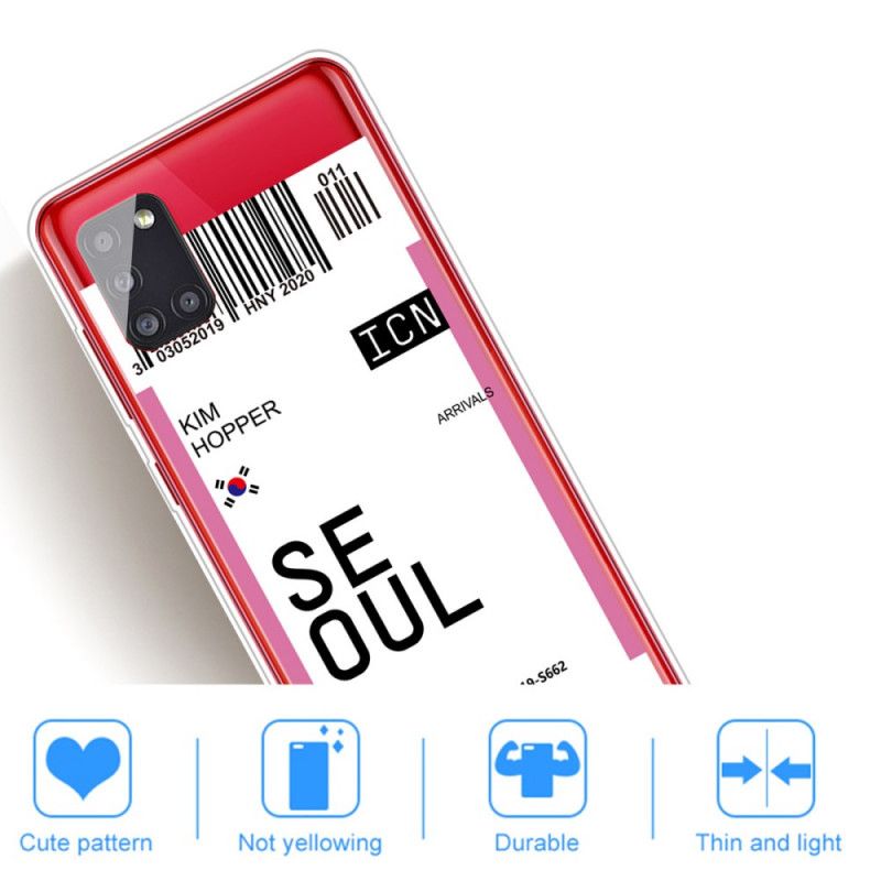 Hülle Für Samsung Galaxy A51 5G Magenta Bordkarte Nach Seoul