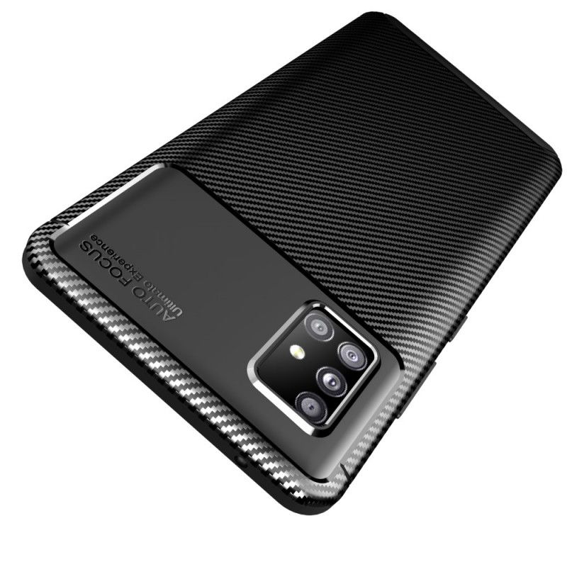 Hülle Für Samsung Galaxy A51 5G Schwarz Flexible Kohlefasertextur