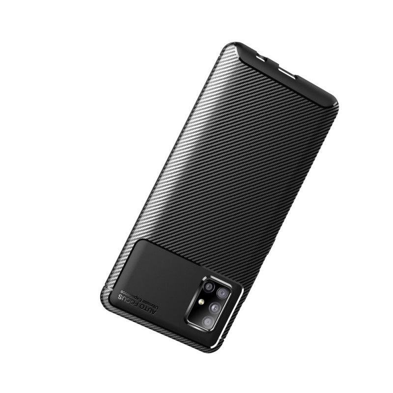Hülle Für Samsung Galaxy A51 5G Schwarz Flexible Kohlefasertextur