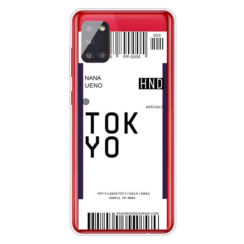Hülle Samsung Galaxy A51 5G Dunkelblau Handyhülle Bordkarte Tokio