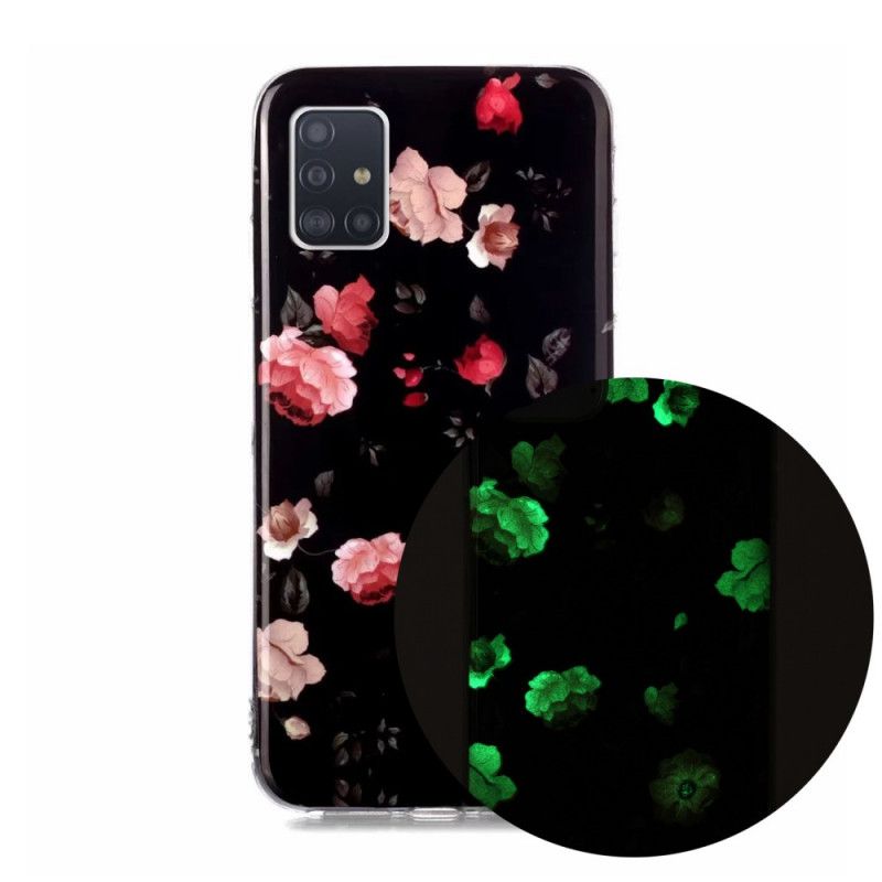 Hülle Samsung Galaxy A51 5G Rot Fluoreszierende Blumenserie