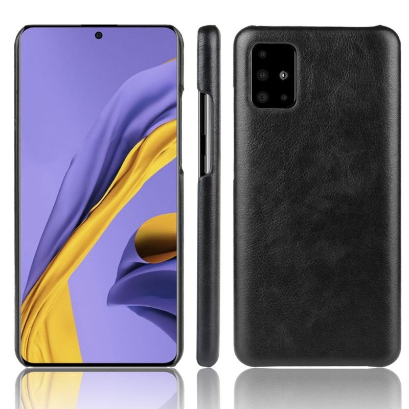 Hülle Samsung Galaxy A51 5G Schwarz Litschileder-Effekt