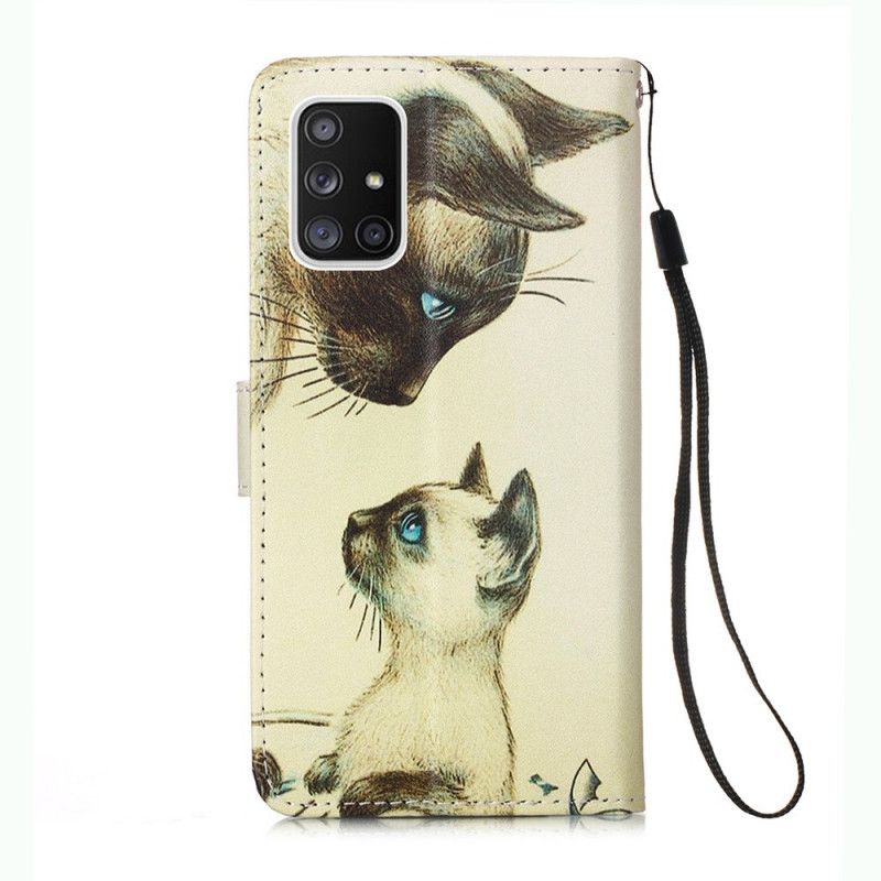 Lederhüllen Samsung Galaxy A51 5G Kätzchen Und Mutter