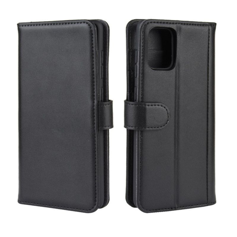 Lederhüllen Samsung Galaxy A51 5G Schwarz Gespaltenes Leder