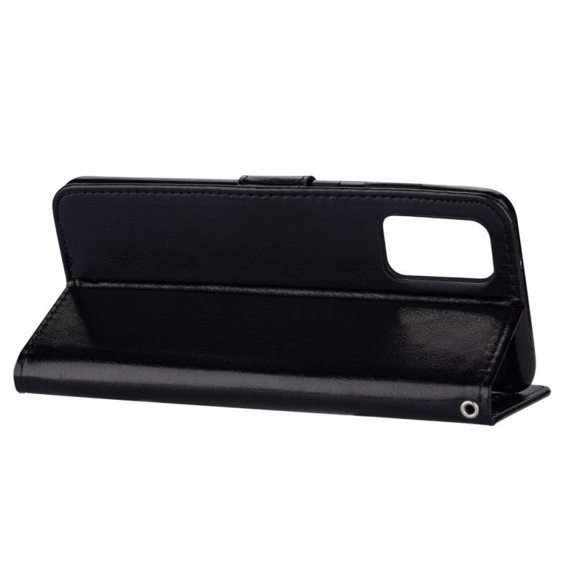 Lederhüllen Samsung Galaxy A51 5G Schwarz Handyhülle Vintage Leder Textur
