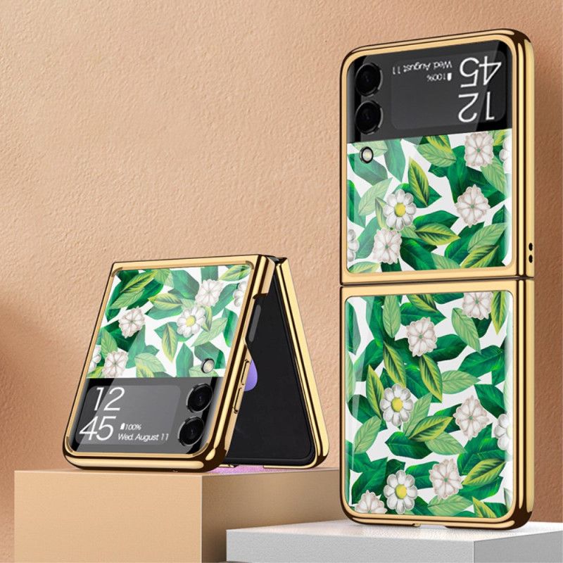 Hülle Für Samsung Galaxy Z Flip 3 5g Gehärtetes Glas Blumen Gkk