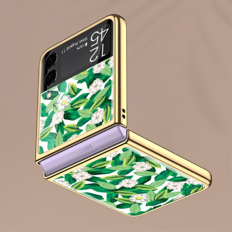 Hülle Für Samsung Galaxy Z Flip 3 5g Gehärtetes Glas Blumen Gkk