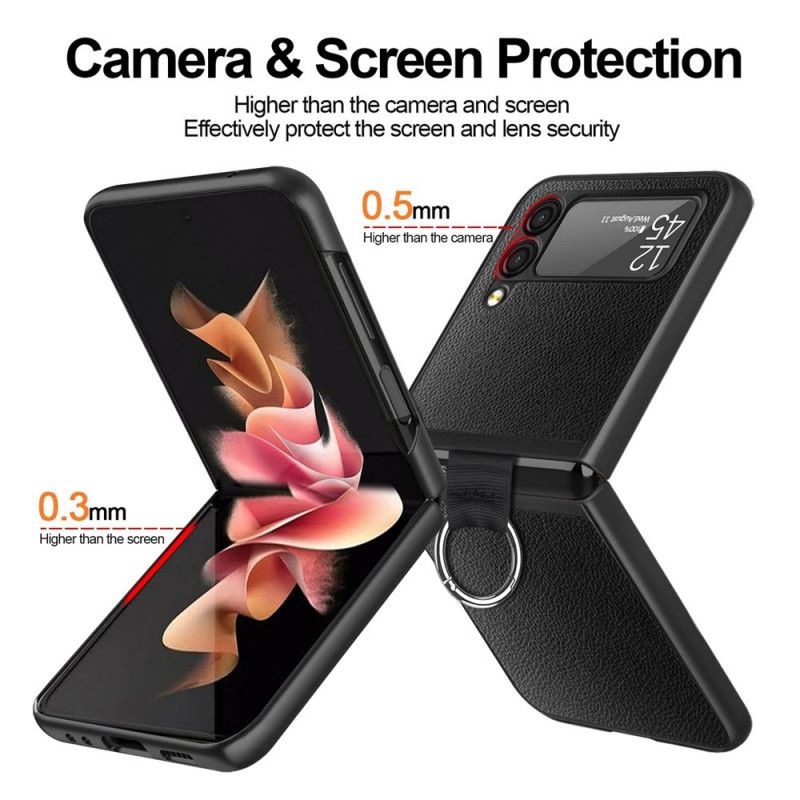 Hülle Für Samsung Galaxy Z Flip 3 5g Litschileder Mit Ring