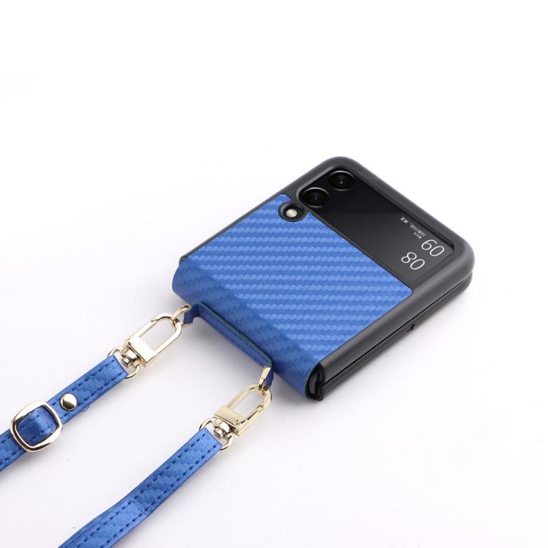 Hülle Samsung Galaxy Z Flip 3 5g Kohlefaser Mit Lanyard