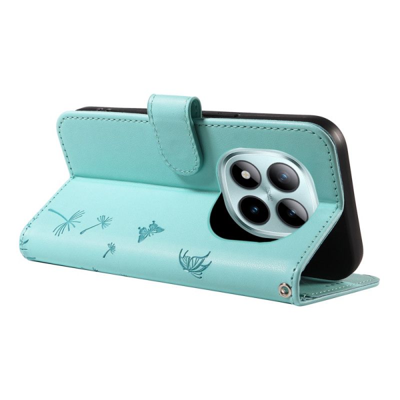 Lederhüllen Für Xiaomi Redmi Note 15 Pro Plus 5g Löwenzahnmuster Und Riemen