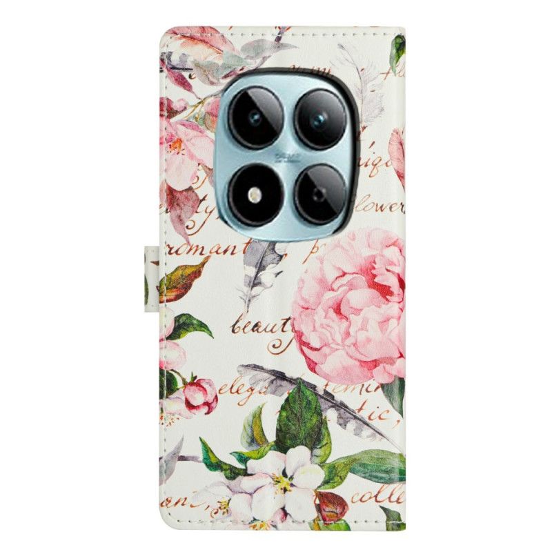 Lederhüllen Xiaomi Redmi Note 15 Pro Plus 5g Grüne Blumen Und Blätter